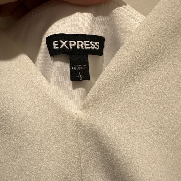 White Fitted Dress: Express Women’s Size Large - Picture 3 of 3